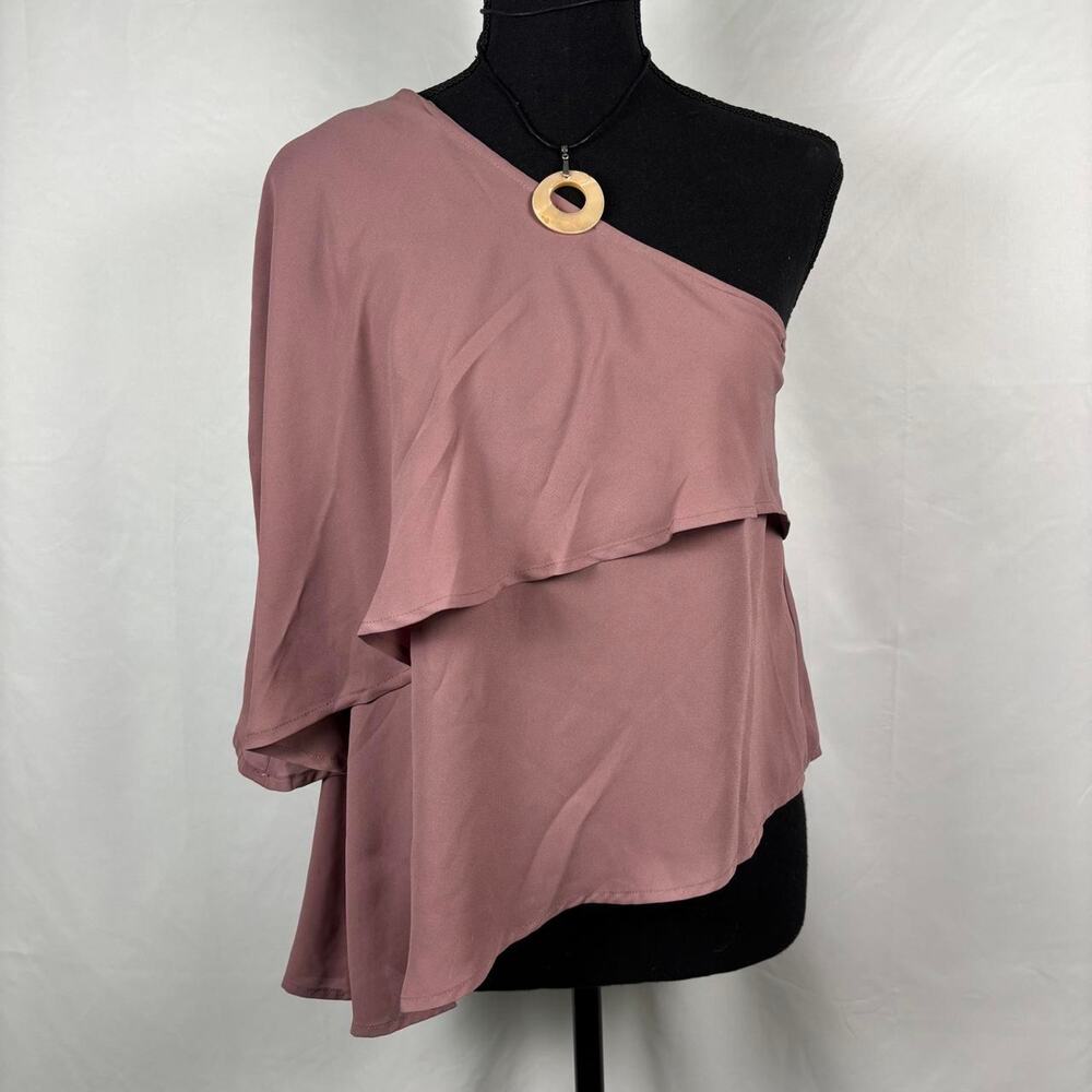 Asymmetrical dusty rose top